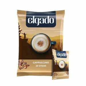 کاپوچینو فوری الگادو elgado با تاپیک پودر کاکائو محزا ، بسته ۲۰ عددی ساشه ۲۵ گرمی